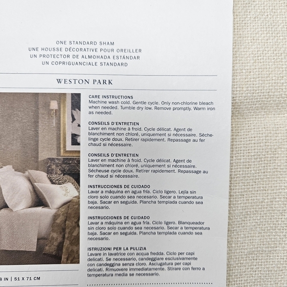 Ralph Lauren Standard Sham Foley Cream Linen 20 x 28 Neutral Natural Bedding - Picture 4 of 13